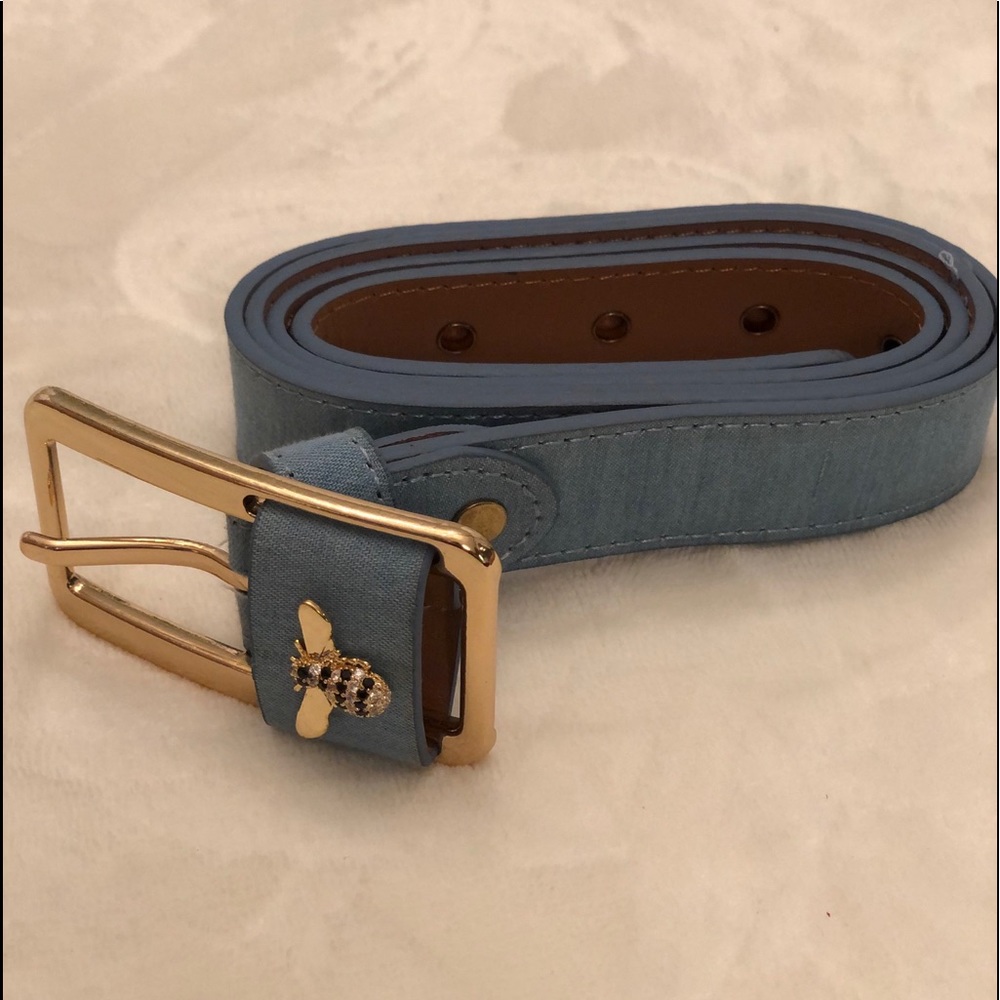 ❤️SALE New Blue Belt W/Gold Bee with Rhine-Stones